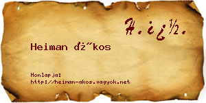 Heiman Ákos névjegykártya